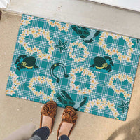 Aloha Hawaii Paniolo Teal Palaka Rubber Doormat Coastal Rodeo - Polynesian Pride
