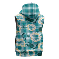Aloha Hawaii Paniolo Teal Palaka Sleeveless Zip Hoodie Coastal Rodeo LT7 - Polynesian Pride