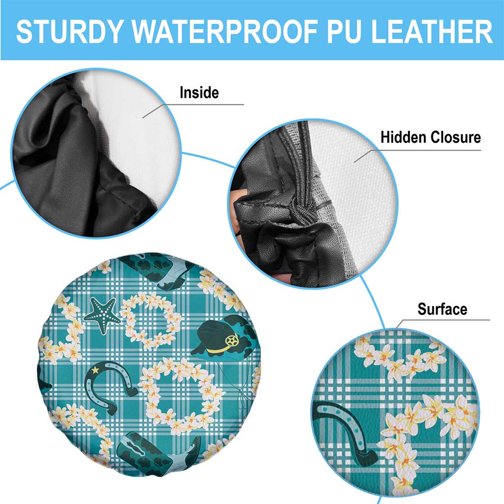 Aloha Hawaii Paniolo Teal Palaka Spare Tire Cover Coastal Rodeo - Polynesian Pride