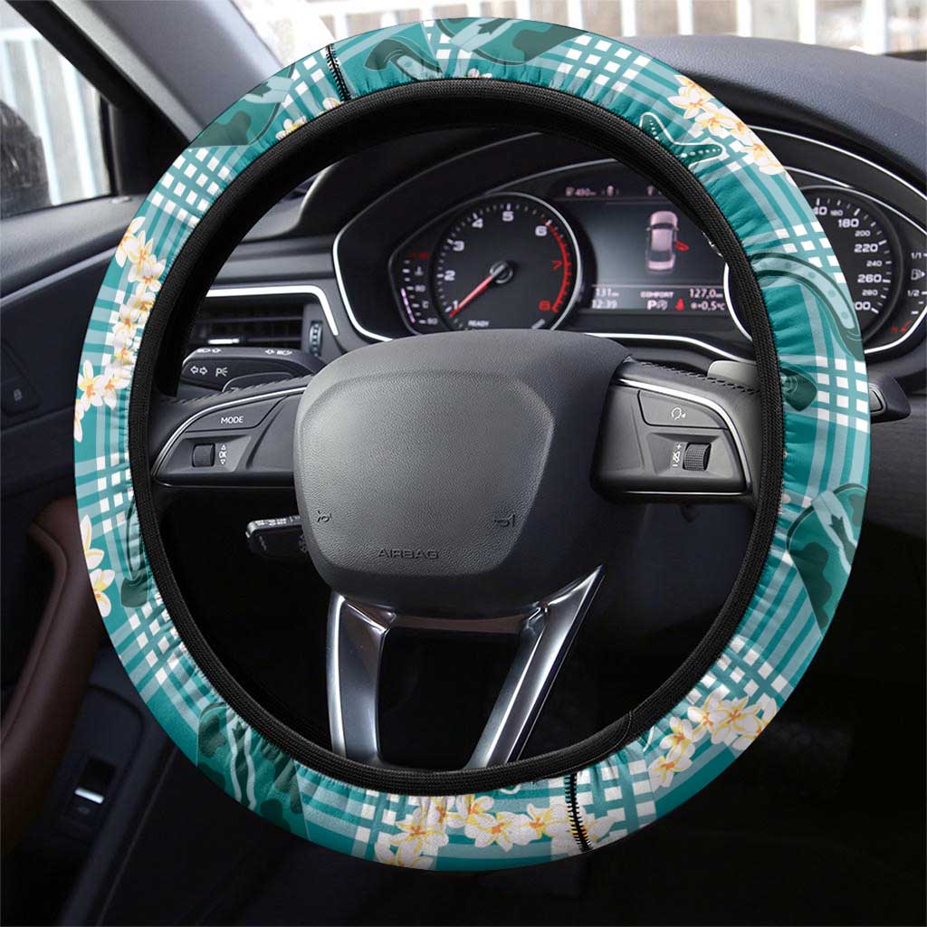 Aloha Hawaii Paniolo Teal Palaka Steering Wheel Cover Coastal Rodeo LT7 - Polynesian Pride