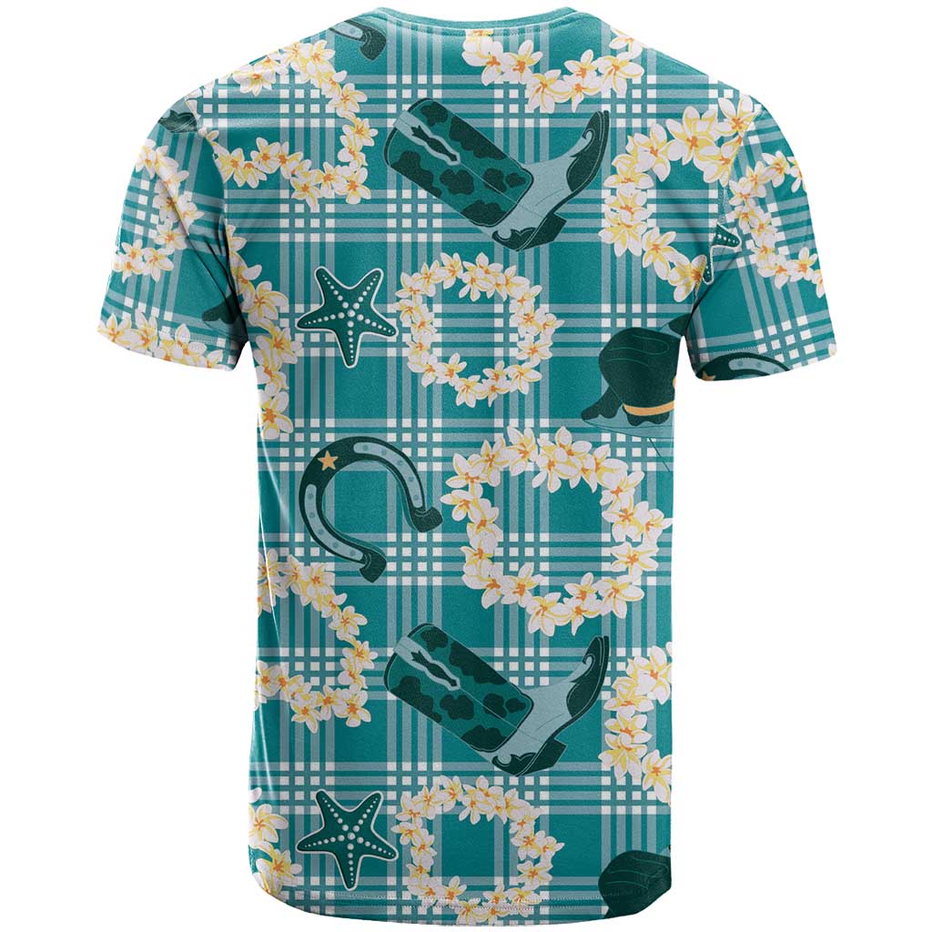 Aloha Hawaii Paniolo Teal Palaka T Shirt Coastal Rodeo - Polynesian Pride