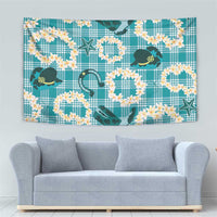 Aloha Hawaii Paniolo Teal Palaka Tapestry Coastal Rodeo - Polynesian Pride