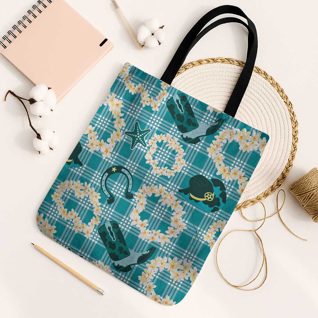 Aloha Hawaii Paniolo Teal Palaka Tote Bag Coastal Rodeo LT7 Black Strap One Size Teal - Polynesian Pride