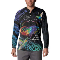 Polynesian Cancers Awareness Button Sweatshirt Hummingbird - Fly High Until We Meet Again