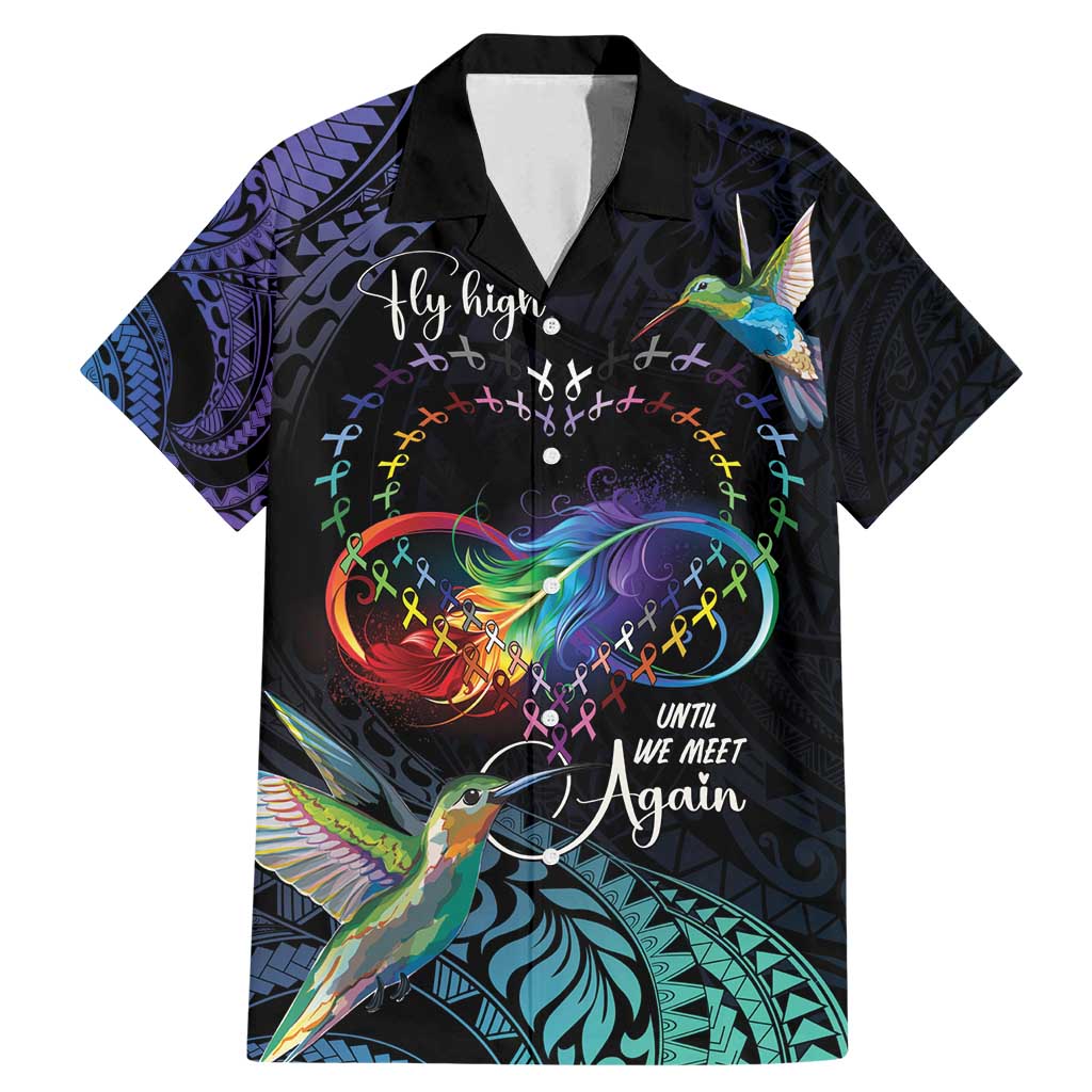 Polynesian Cancers Awareness Family Matching Mermaid Dress and Hawaiian Shirt Hummingbird - Fly High Until We Meet Again