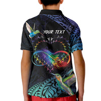 Polynesian Cancers Awareness Kid Polo Shirt Hummingbird - Fly High Until We Meet Again