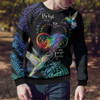 Polynesian Cancers Awareness Ugly Christmas Sweater Hummingbird - Fly High Until We Meet Again