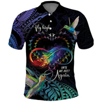 Polynesian Cancers Awareness Polo Shirt Hummingbird - Fly High Until We Meet Again
