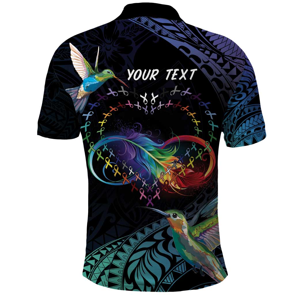 Polynesian Cancers Awareness Polo Shirt Hummingbird - Fly High Until We Meet Again