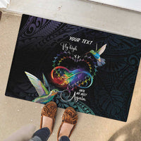 Polynesian Cancers Awareness Rubber Doormat Hummingbird - Fly High Until We Meet Again