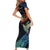 Polynesian Cancers Awareness Short Sleeve Bodycon Dress Hummingbird - Fly High Until We Meet Again