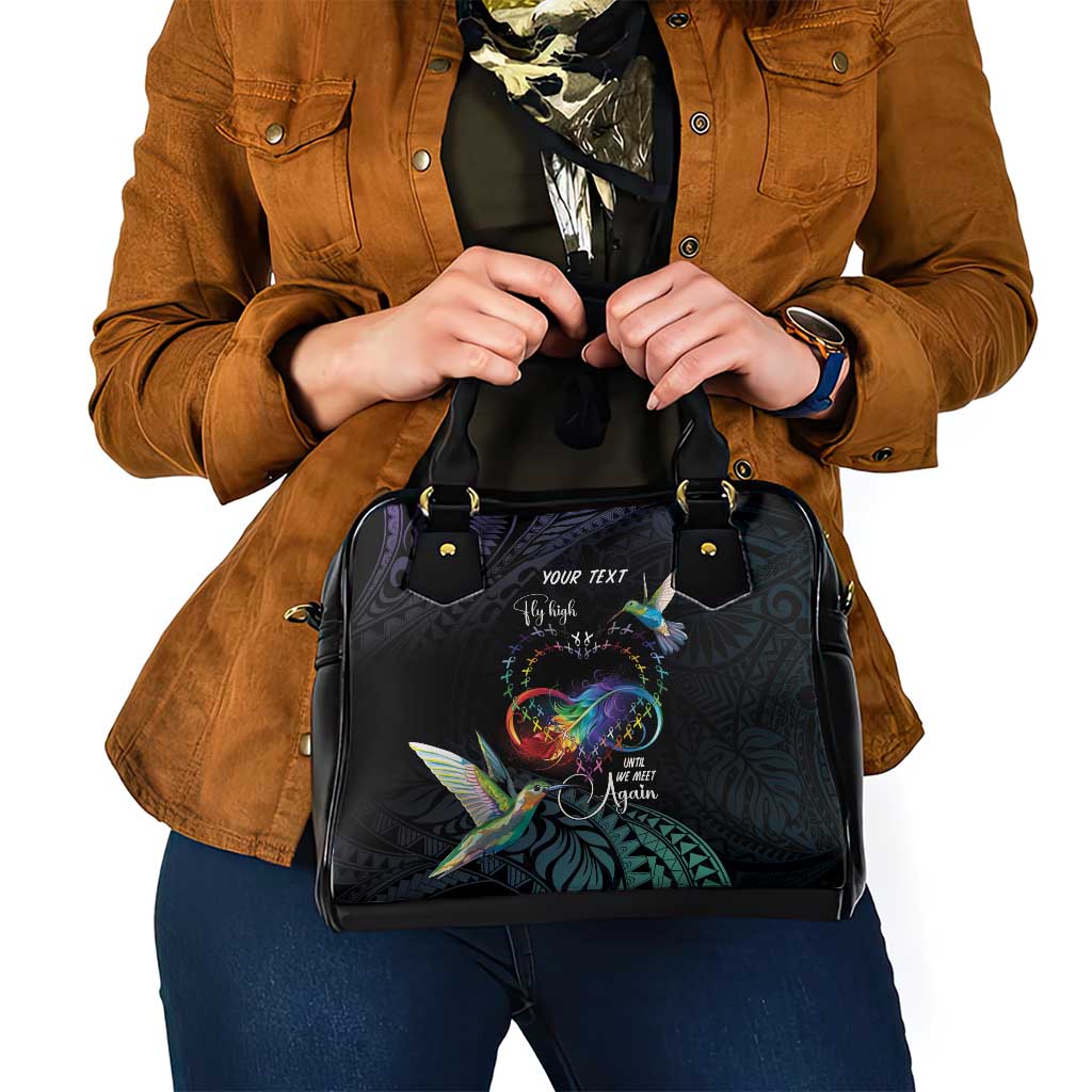 Polynesian Cancers Awareness Shoulder Handbag Hummingbird - Fly High Until We Meet Again