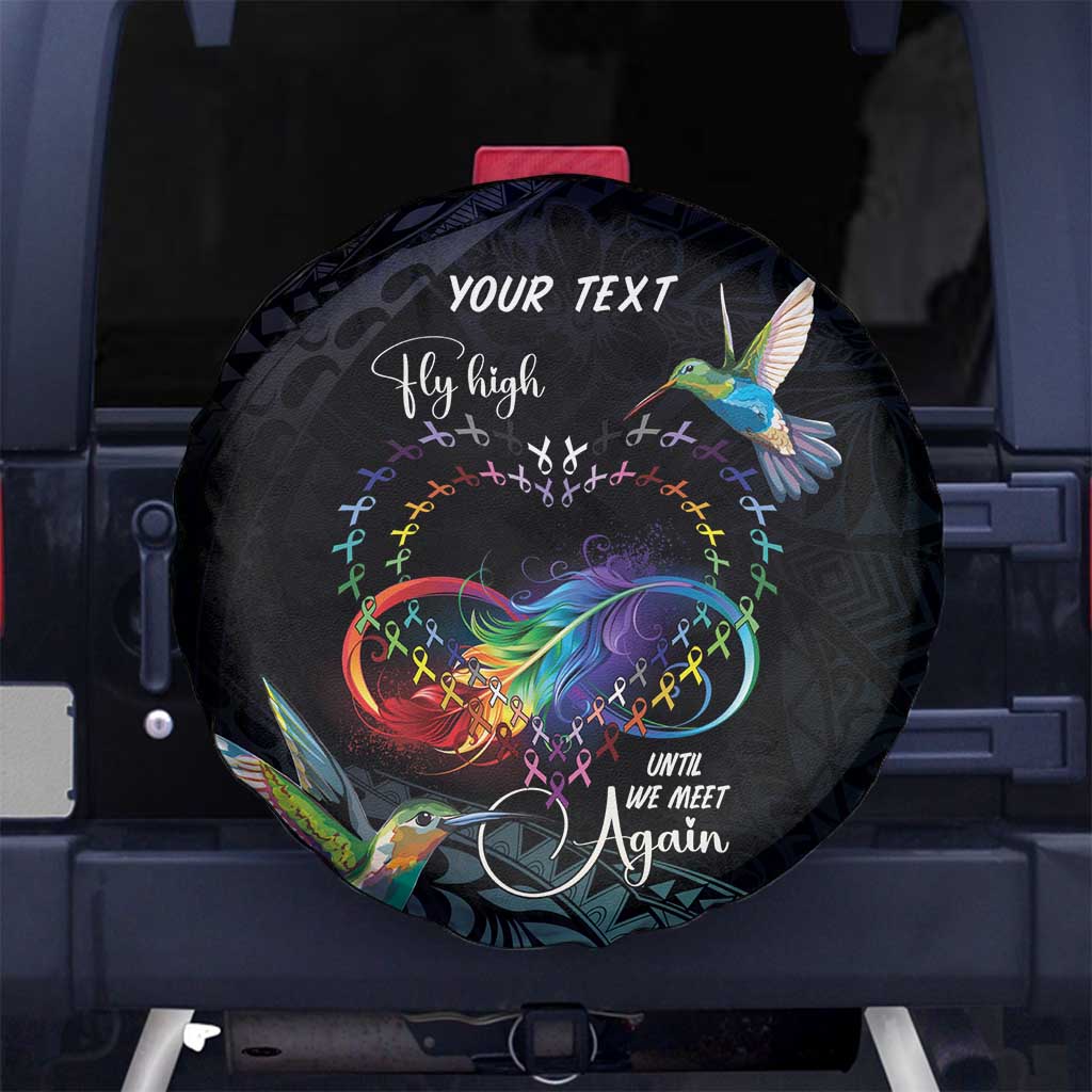 Polynesian Cancers Awareness Spare Tire Cover Hummingbird - Fly High Until We Meet Again
