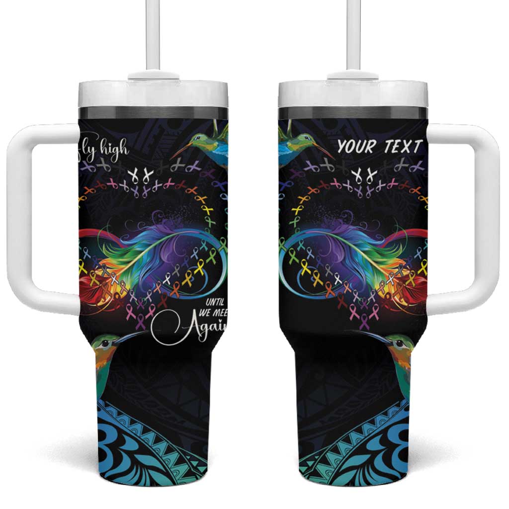Polynesian Cancers Awareness Tumbler With Handle Hummingbird - Fly High Until We Meet Again