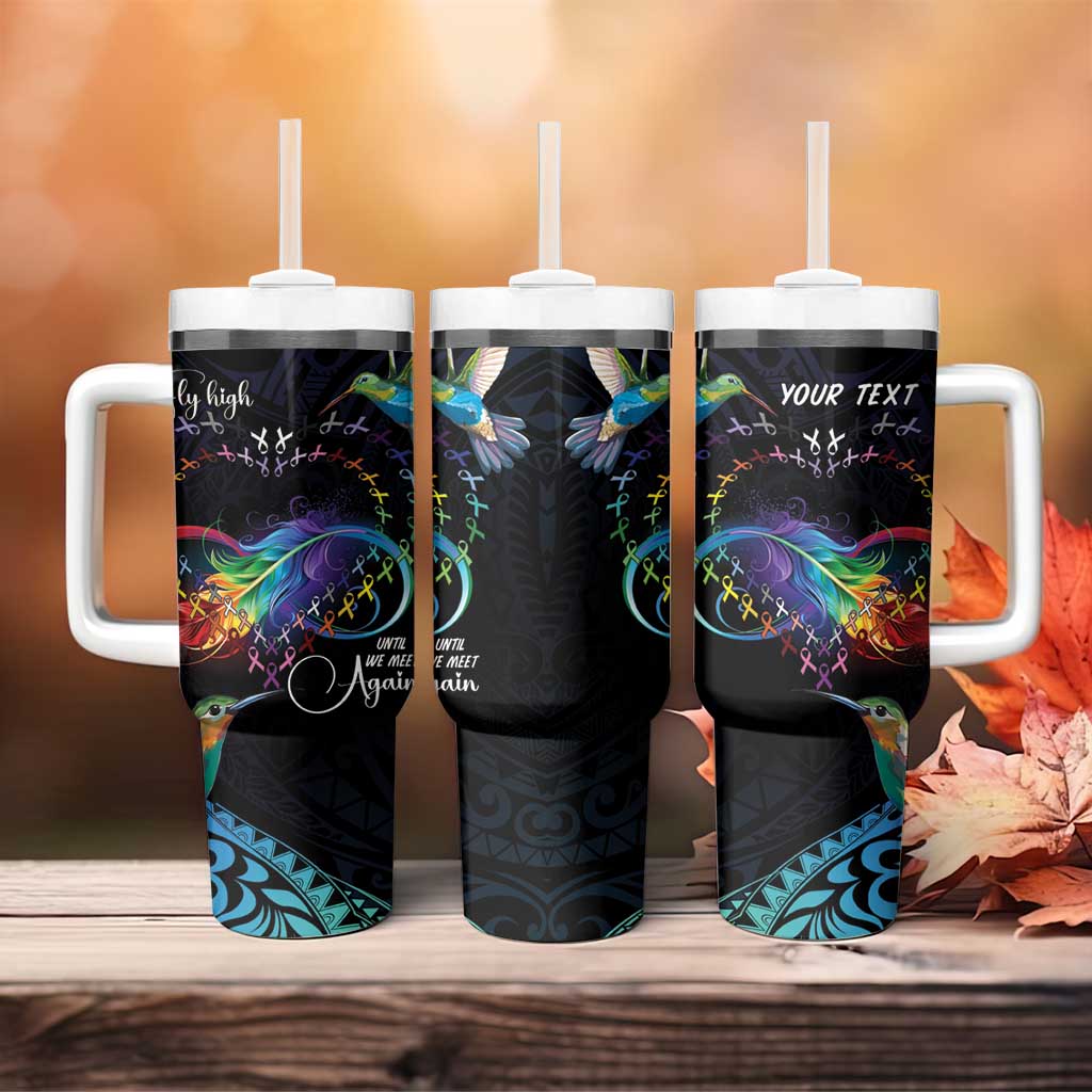 Polynesian Cancers Awareness Tumbler With Handle Hummingbird - Fly High Until We Meet Again