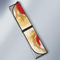 Beige Palaka Hawaii Aloha Auto Sun Shade Koi Pond Mix Ilima Flowers - Polynesian Pride