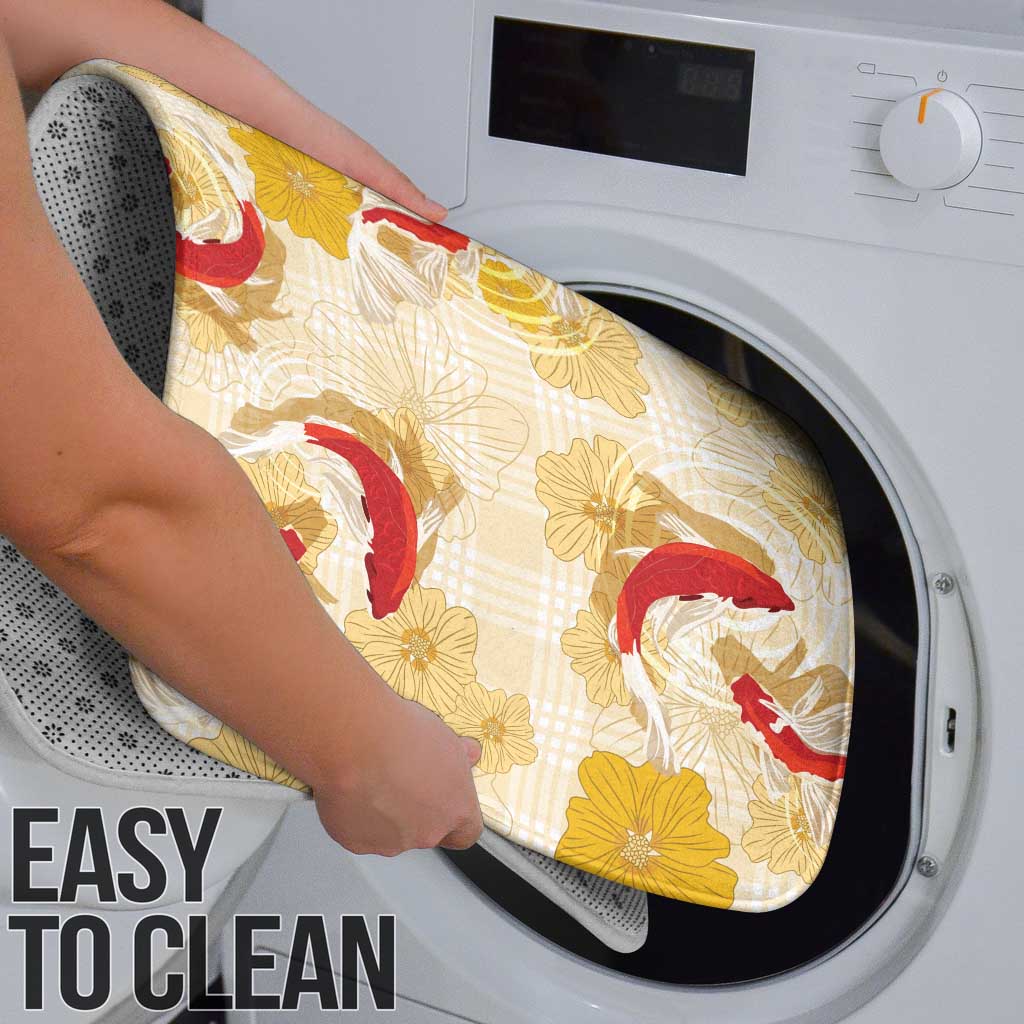 Beige Palaka Hawaii Aloha Bathroom Set Koi Pond Mix Ilima Flowers - Polynesian Pride