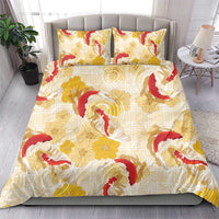 Beige Palaka Hawaii Aloha Bedding Set Koi Pond Mix Ilima Flowers - Polynesian Pride