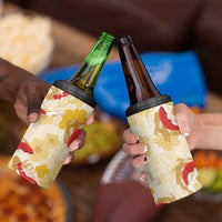 Beige Palaka Hawaii Aloha 4 in 1 Can Cooler Tumbler Koi Pond Mix Ilima Flowers - Polynesian Pride