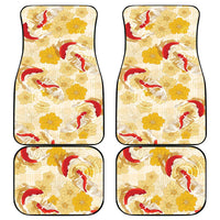 Beige Palaka Hawaii Aloha Car Mats Koi Pond Mix Ilima Flowers - Polynesian Pride