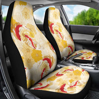 Beige Palaka Hawaii Aloha Car Seat Cover Koi Pond Mix Ilima Flowers - Polynesian Pride