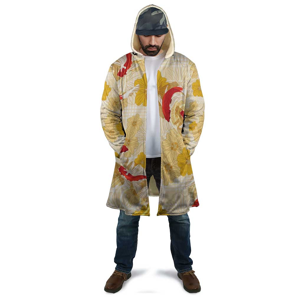 Beige Palaka Hawaii Aloha Cloak Koi Pond Mix Ilima Flowers - Polynesian Pride