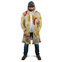 Beige Palaka Hawaii Aloha Cloak Koi Pond Mix Ilima Flowers - Polynesian Pride