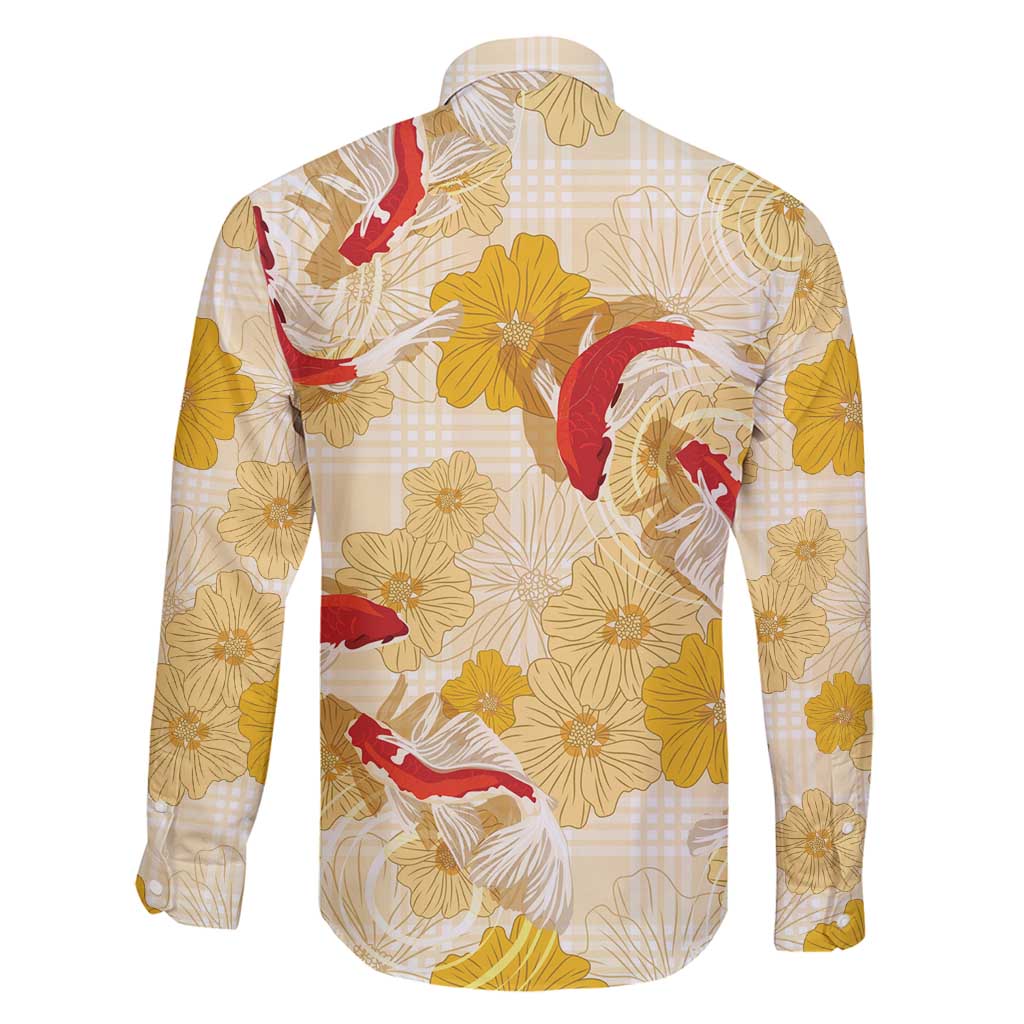 Beige Palaka Hawaii Aloha Family Matching Puletasi and Hawaiian Shirt Koi Pond Mix Ilima Flowers - Polynesian Pride