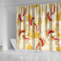 Beige Palaka Hawaii Aloha Shower Curtain Koi Pond Mix Ilima Flowers LT7 - Polynesian Pride