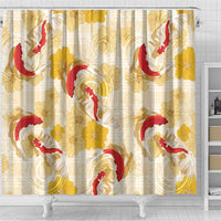Beige Palaka Hawaii Aloha Shower Curtain Koi Pond Mix Ilima Flowers LT7 - Polynesian Pride