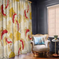 Beige Palaka Hawaii Aloha Window Curtain Koi Pond Mix Ilima Flowers - Polynesian Pride