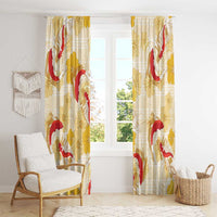 Beige Palaka Hawaii Aloha Window Curtain Koi Pond Mix Ilima Flowers - Polynesian Pride