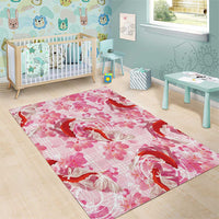 Pink Palaka Hawaii Aloha Area Rug Koi Pond Mix Sakura - Polynesian Pride