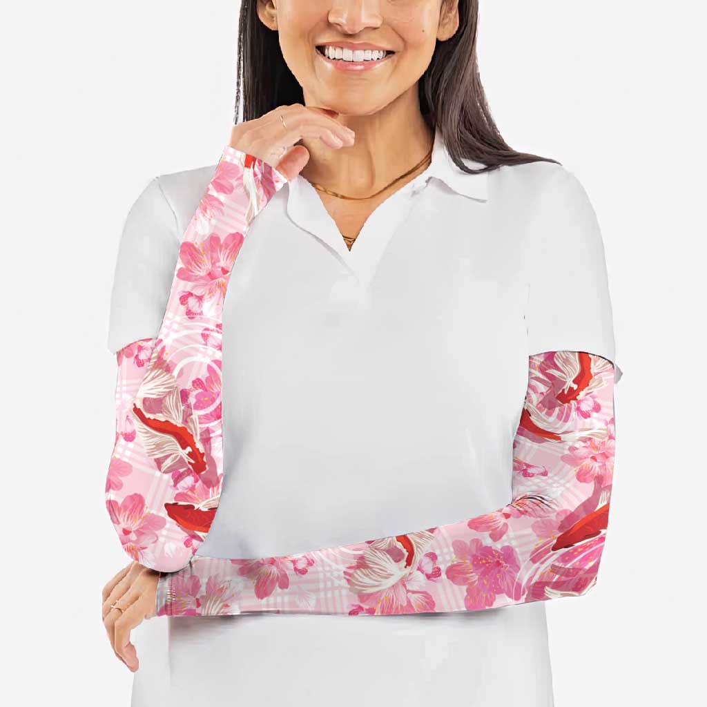 Pink Palaka Hawaii Aloha Arm Sleeves Koi Pond Mix Sakura - Polynesian Pride