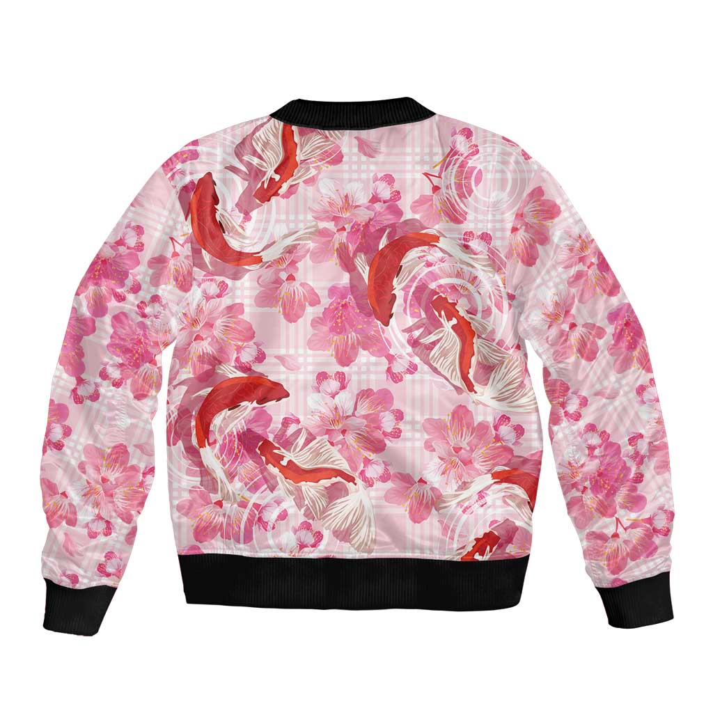 Pink Palaka Hawaii Aloha Bomber Jacket Koi Pond Mix Sakura - Polynesian Pride
