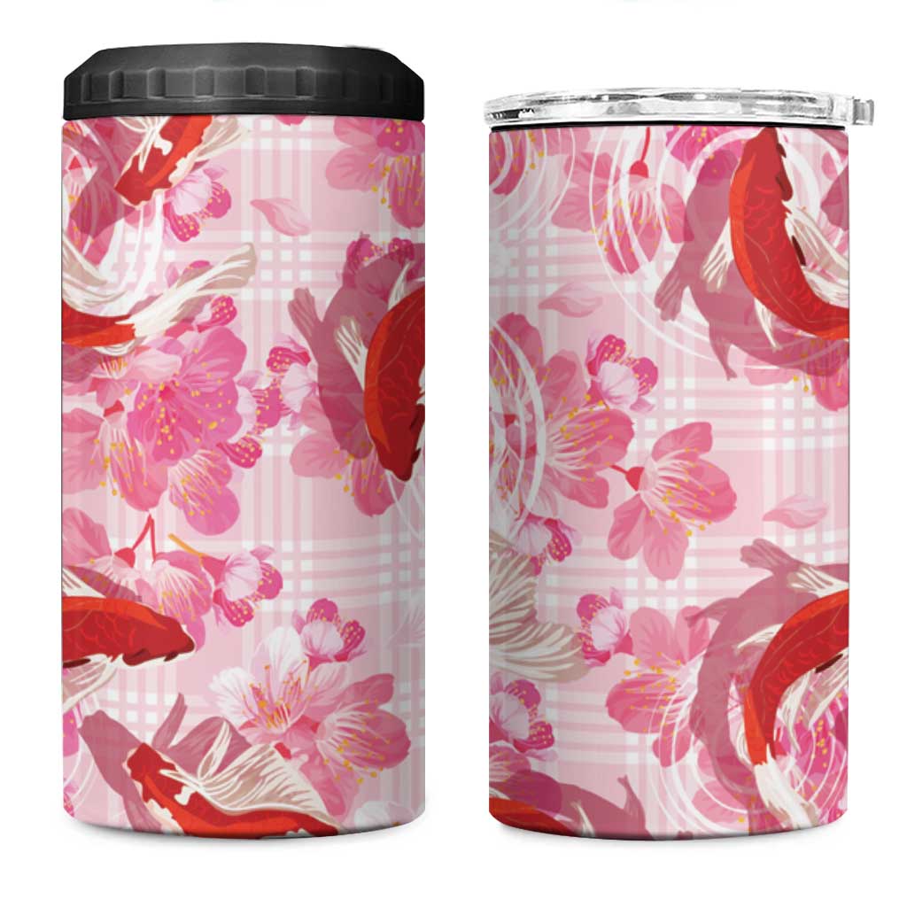 Pink Palaka Hawaii Aloha 4 in 1 Can Cooler Tumbler Koi Pond Mix Sakura - Polynesian Pride