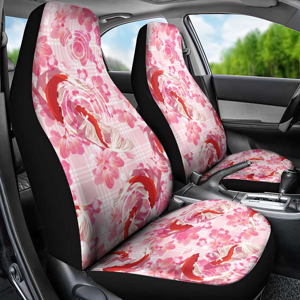 Pink Palaka Hawaii Aloha Car Seat Cover Koi Pond Mix Sakura - Polynesian Pride