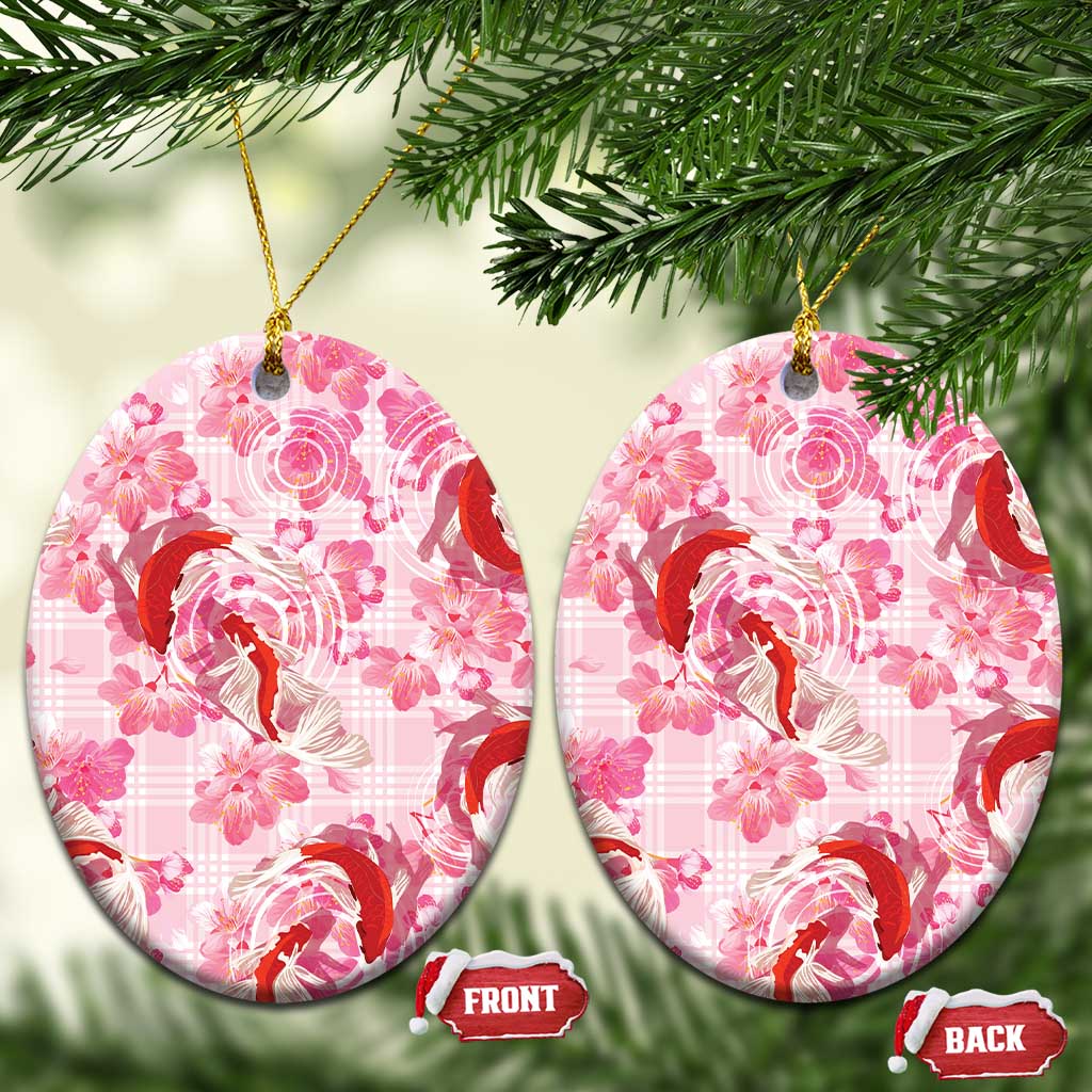 Pink Palaka Hawaii Aloha Ceramic Ornament Koi Pond Mix Sakura - Polynesian Pride