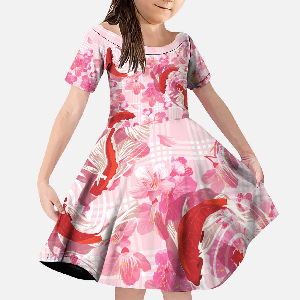 Pink Palaka Hawaii Aloha Family Matching Mermaid Dress and Hawaiian Shirt Koi Pond Mix Sakura - Polynesian Pride