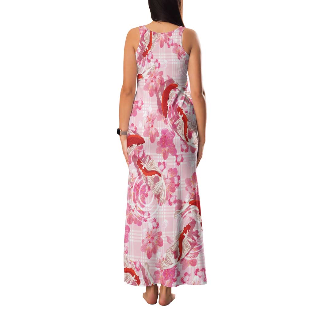 Pink Palaka Hawaii Aloha Family Matching Tank Maxi Dress and Hawaiian Shirt Koi Pond Mix Sakura - Polynesian Pride