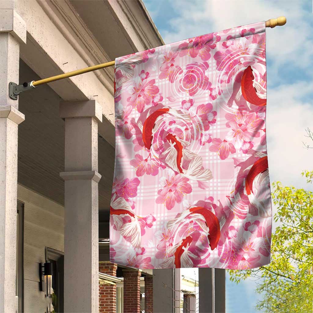 Pink Palaka Hawaii Aloha Garden Flag Koi Pond Mix Sakura - Polynesian Pride