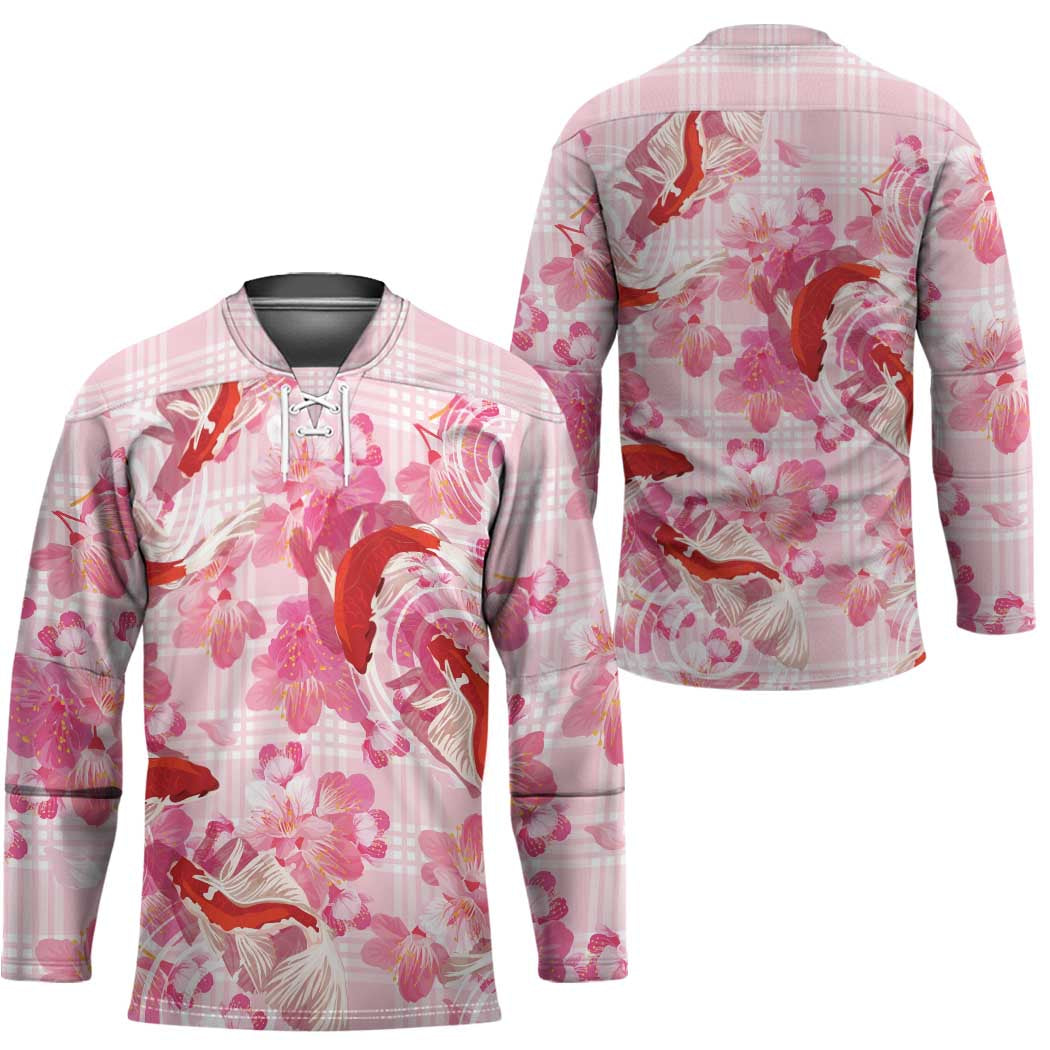 Pink Palaka Hawaii Aloha Hockey Jersey Koi Pond Mix Sakura - Polynesian Pride