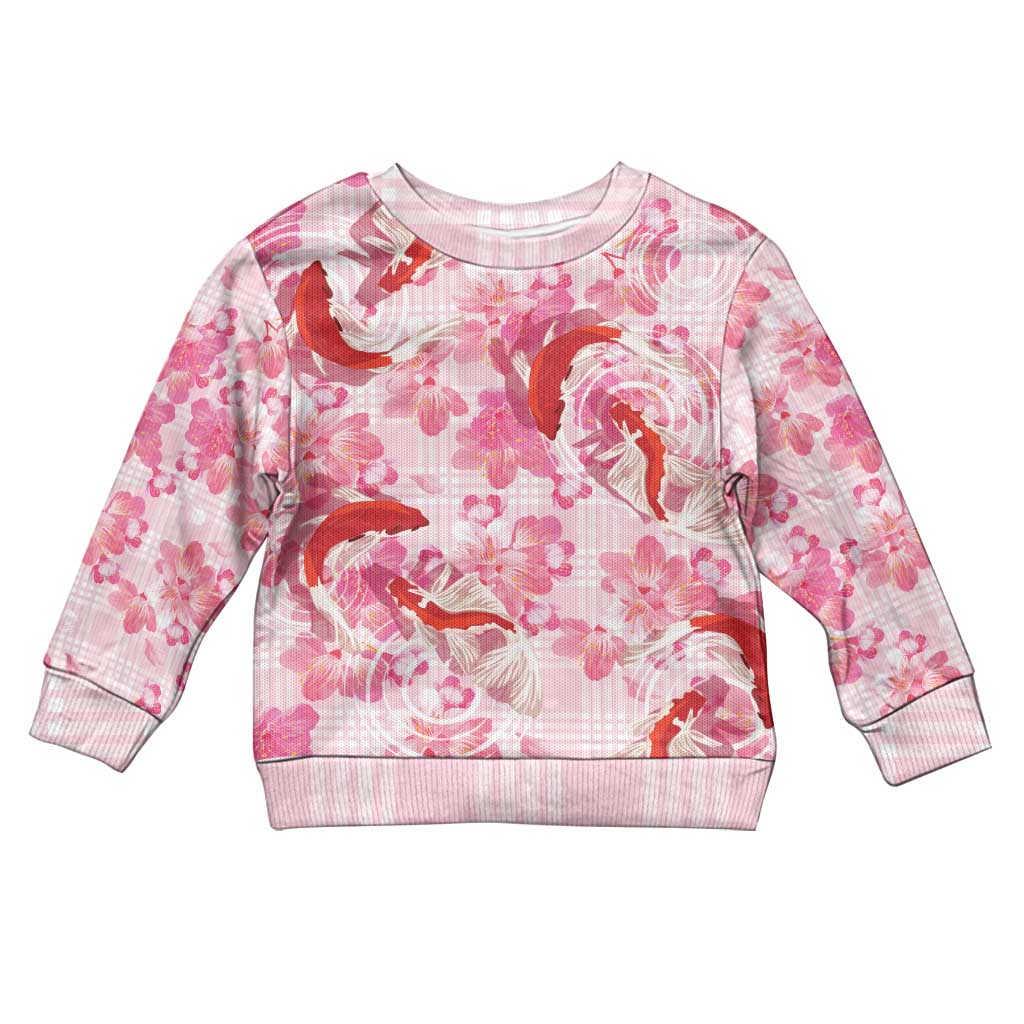 Pink Palaka Hawaii Aloha Kid Ugly Christmas Sweater Koi Pond Mix Sakura - Polynesian Pride