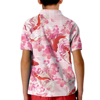 Pink Palaka Hawaii Aloha Kid Polo Shirt Koi Pond Mix Sakura - Polynesian Pride