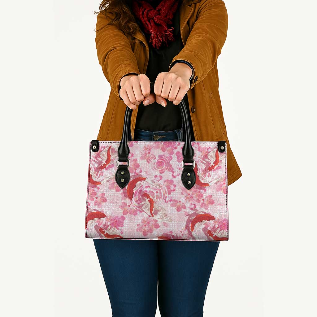 Pink Palaka Hawaii Aloha Leather Bag Koi Pond Mix Sakura - Polynesian Pride