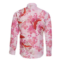 Pink Palaka Hawaii Aloha Long Sleeve Button Shirt Koi Pond Mix Sakura - Polynesian Pride