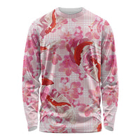 Pink Palaka Hawaii Aloha Long Sleeve Shirt Koi Pond Mix Sakura - Polynesian Pride