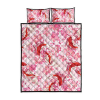 Pink Palaka Hawaii Aloha Quilt Bed Set Koi Pond Mix Sakura - Polynesian Pride