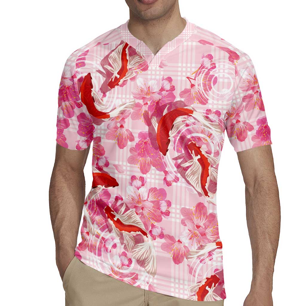 Pink Palaka Hawaii Aloha Rugby Jersey Koi Pond Mix Sakura - Polynesian Pride
