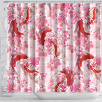 Pink Palaka Hawaii Aloha Shower Curtain Koi Pond Mix Sakura - Polynesian Pride